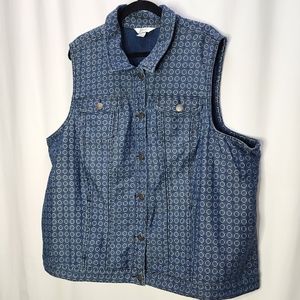 CJ Banks Plus Size 3x Cotton/Polyester  Button Up Collar Vest